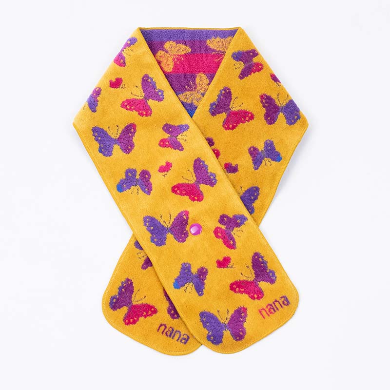 【送料込み】マフラー　横浜ナナ　湘南ナナ　 NANA　ボタン付きナロータオルマフラー　パピヨン　イエ..