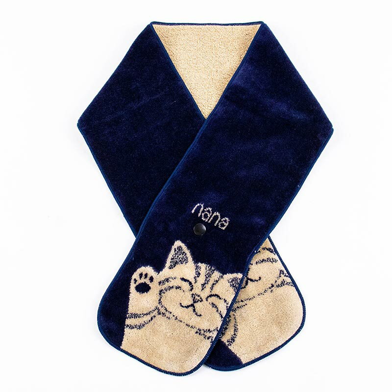 【送料込み】マフラー　横浜ナナ　湘南ナナ　 NANA　ボタン付きナロータオルマフラー　バンザイネコ柄..