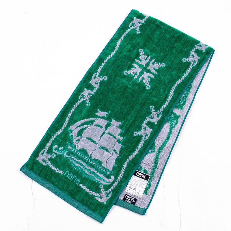 【送料込み】タオル　横浜ナナ　湘南ナナ　NANA　フェイスタオルハーフ　バイキング柄　グリーンシロ　nn-fth29-M
