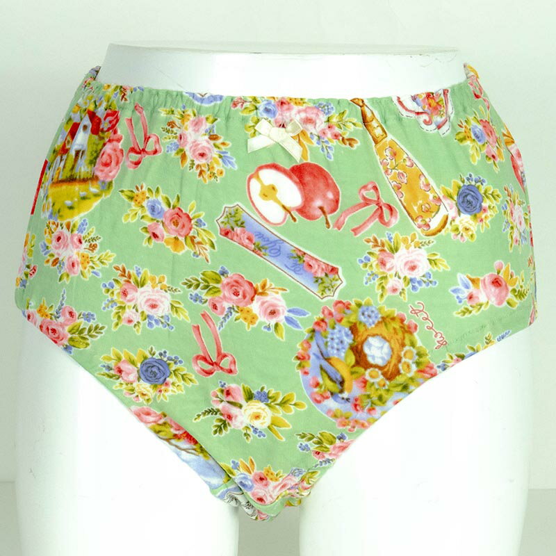 【送料込み】ショーツ　下着　TUNIC　60接結・りんご　オヤスミパンツ　グリーン　サイズL　1120L-B