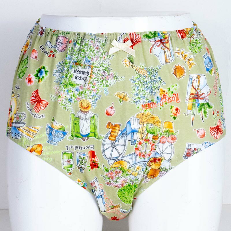 【送料込み】ショーツ　TUNIC　80接結・ハーブガーデン　オヤスミパンツ　グリーン　サイズL　1128L-C