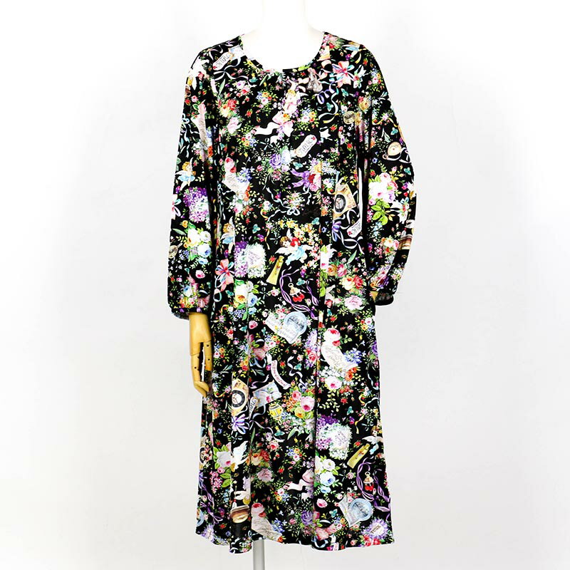 【送料無料】ネグリジェ TUNIC ビスコラピア・シャイニーデイ 長袖ネグリジェ クロ フリーサイズ 12781-Ⅾ