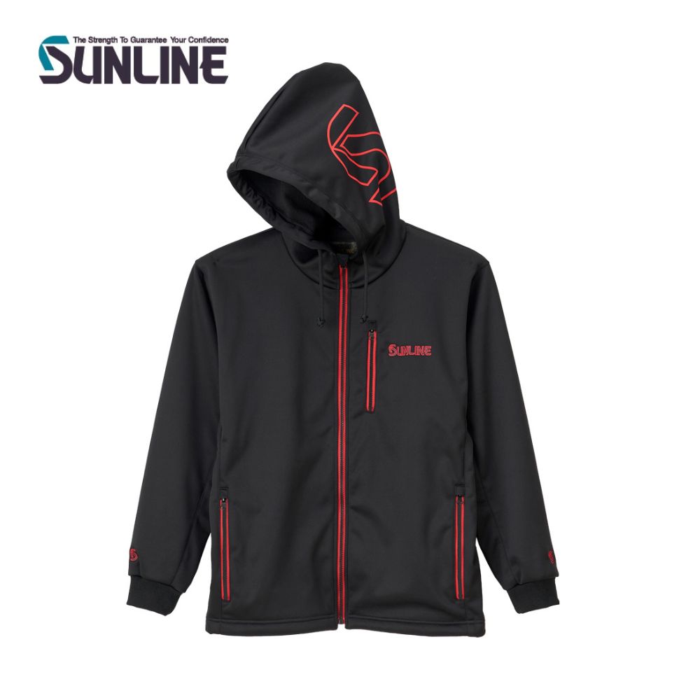 サンライン SUW-02403 フリースフルジップフーディ ブラック×SUNLINEレッド M ・L・LL