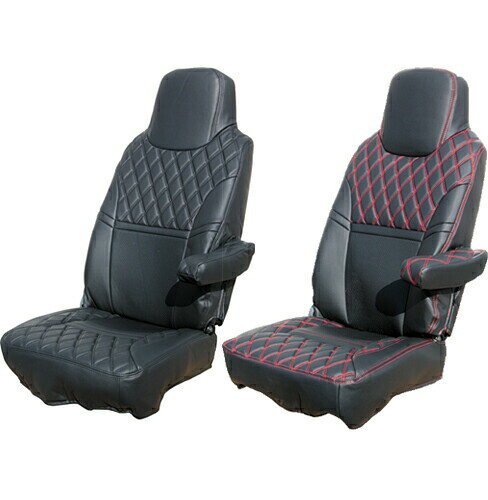 Rakuten - 【シートカバーCOMBI（いすゞ4トン07フォワード標準車）運転席のみ】トラック用品 トラック用 トラック シートカバー ダブルステッチ ダブルキルト 赤ステッチ 黒ステッチ ステッチ 糸黒 糸赤 JET ジェットイノウエ ジェット ブラック 車種別