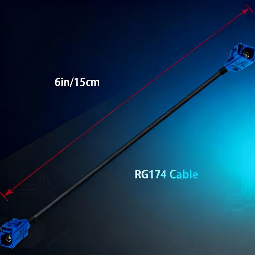 ターンオーバーセラピーのFakra Cケーブル Fakra Cメス同士接続 ブルーピグテールRG174 6インチ（約15cm） GPSアンテナとカーラジオ用延長ケーブル ZABI 2026ABI-TOJPZABI｜アングル3
