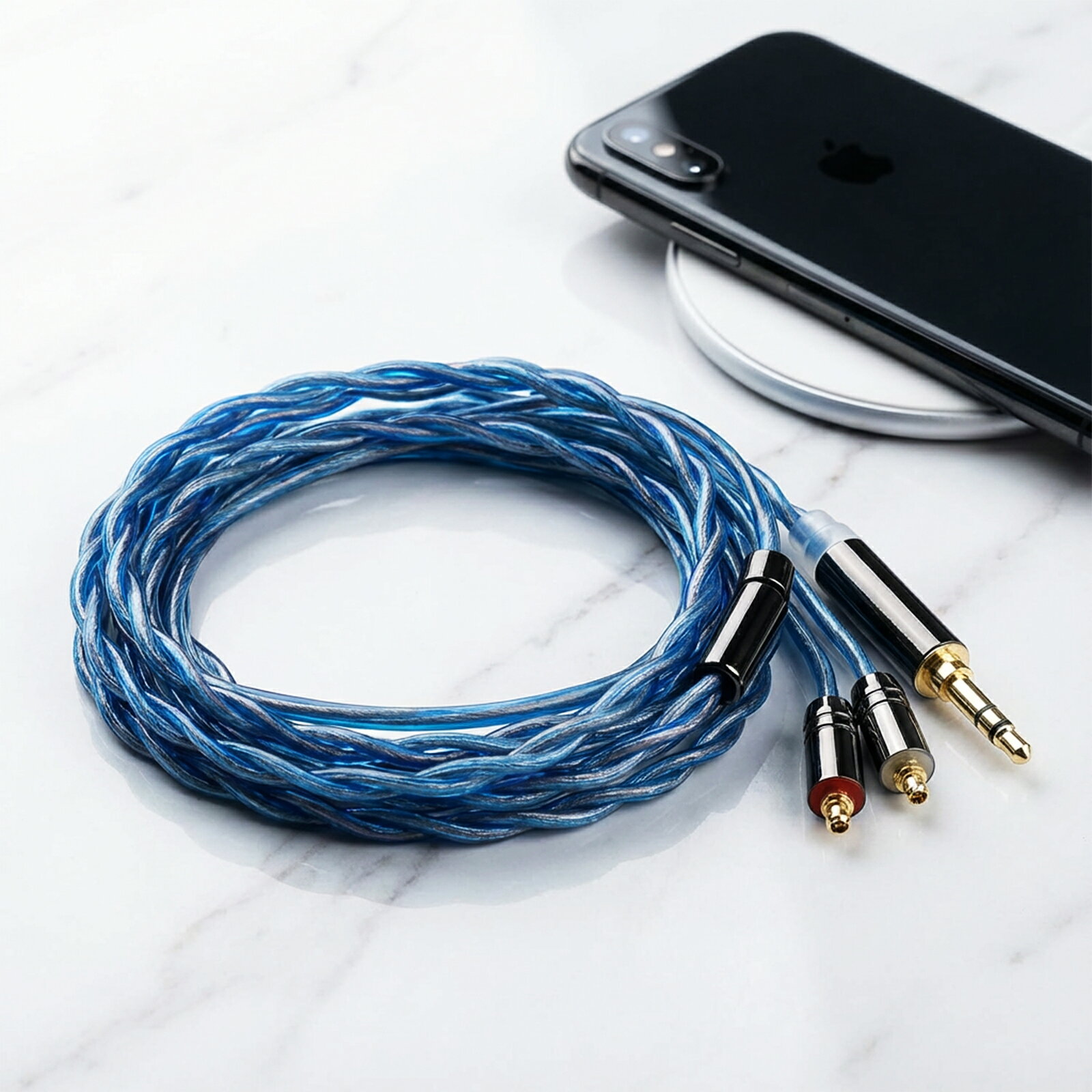 MMCX 3.5mmイヤホンアップグレードケーブル 銀メッキ&無酸素銅線材 イヤフォン交換...