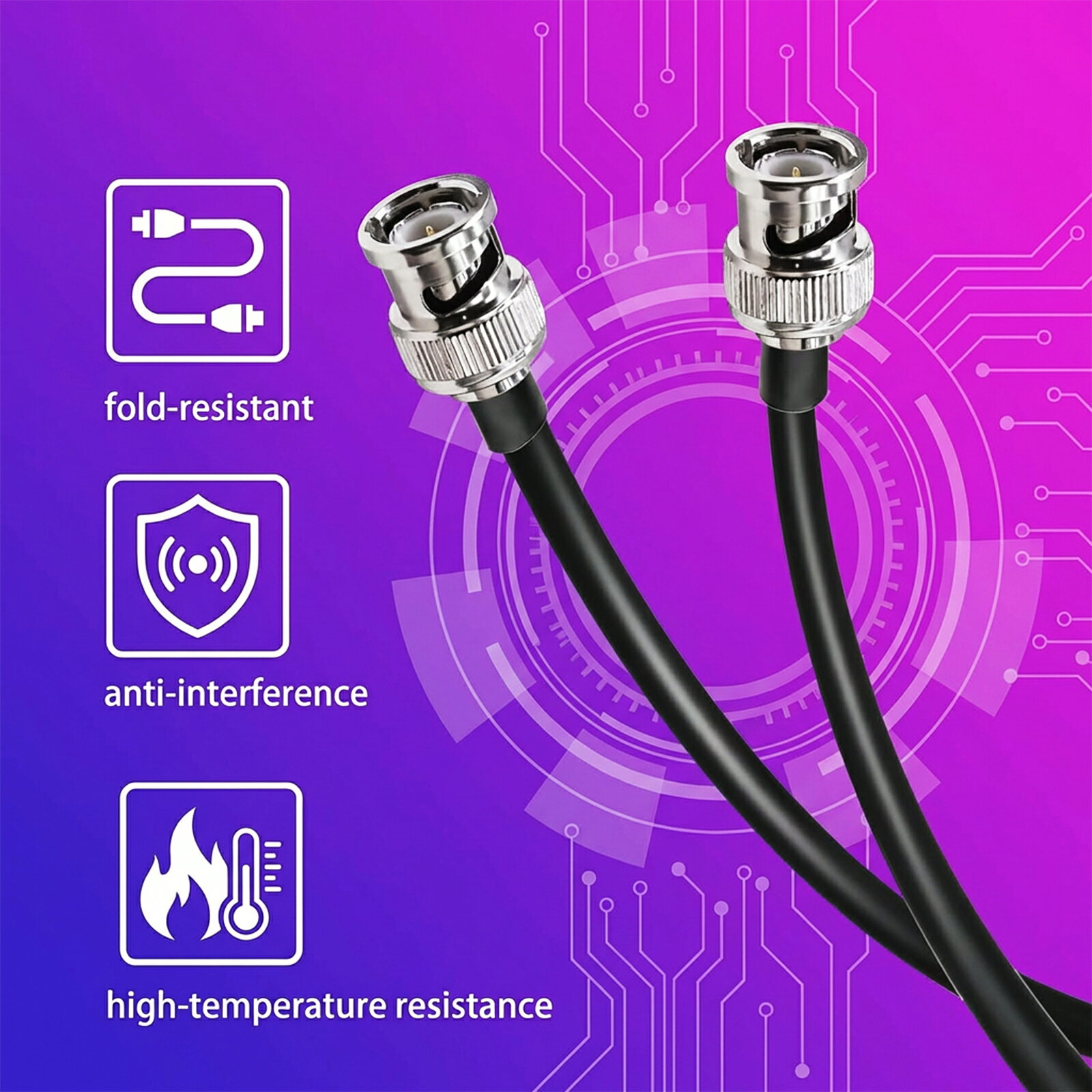 ターンオーバーセラピーのBNC ジャンパーケーブル RG8X BNC プラグ-プラグ 低損失 延長用 同軸ケーブル 20インチ（50cm）50オーム CCTVシステム対応 2本入り ZCM 2026CT-TOJPZCM｜アングル3