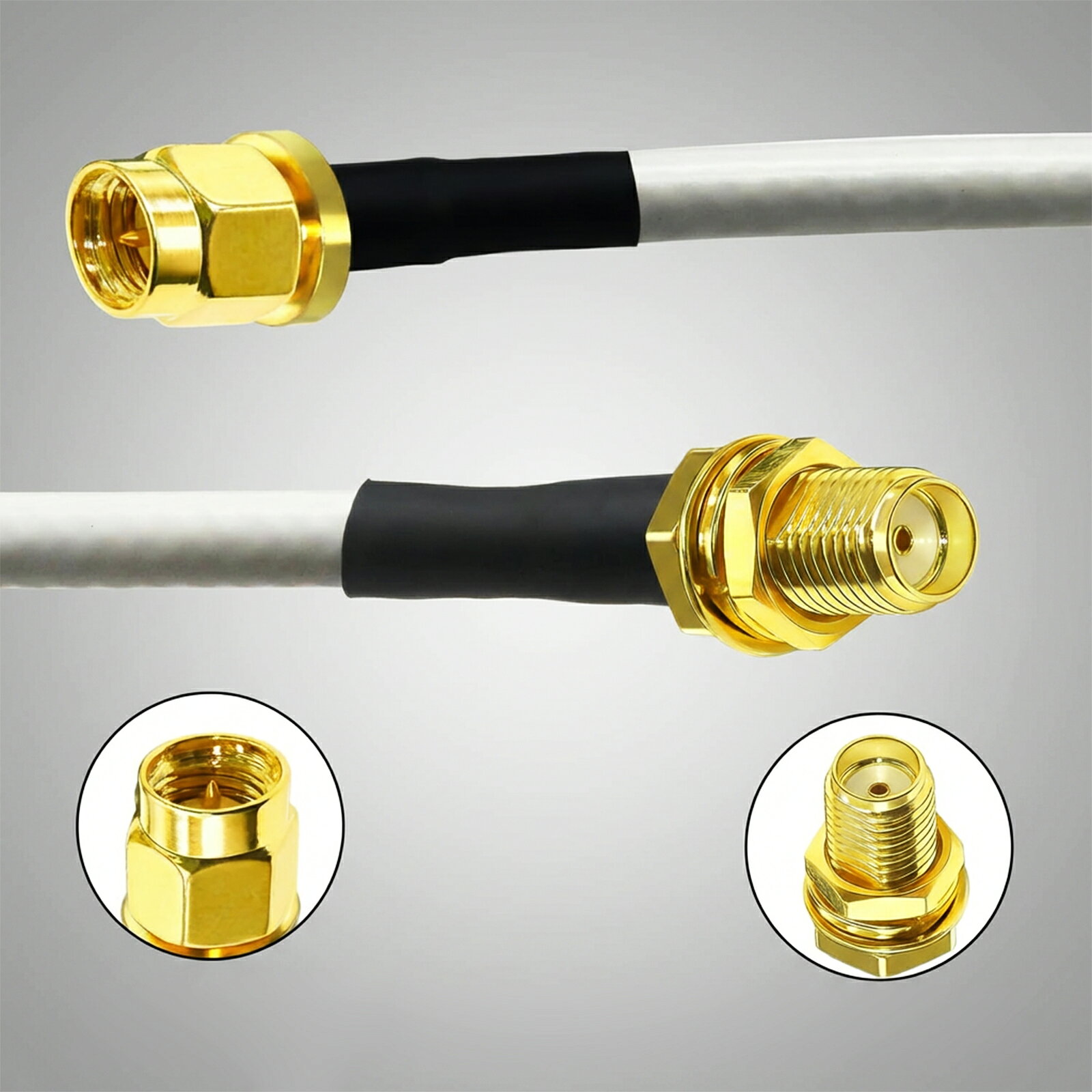 ターンオーバーセラピーのSMA延長ケーブル 5D-FB SMAオス・SMAメス 同軸タイプ 5M(16.4ft) CDMA GSM 3G 4G LTE WiFiアンテナ用 RF同軸ケーブル ZCM 2026CT-TOJPZCM｜アングル2