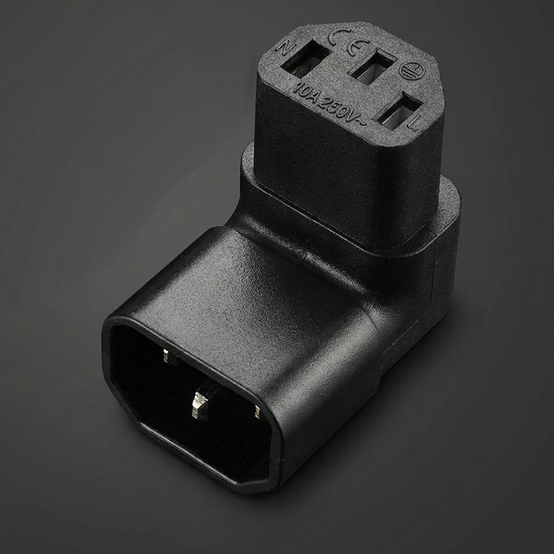 ターンオーバーセラピーのIECオスC14から上方向右角度90度IECメスC13電源延長アダプタ 2個 ZCK 2026CK-TOJPZCK｜アングル3