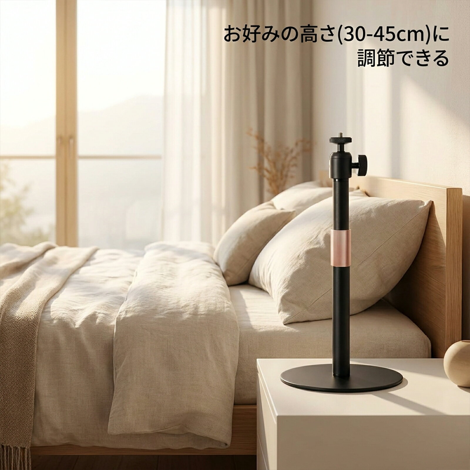 プロジェクター用卓上スタンド 高さ30-45cm調整可能 角度可変 雲台付き 1/4-20UNC...