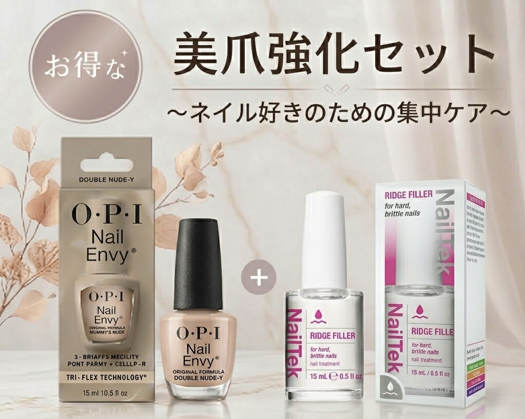 美爪強化セットNailEnvy Double Nude×NailTek hard自爪強化 ネイルエンビーダブルヌード ネイルテック ストレンスナー プロクテクションプラス送料無料 即日配達
