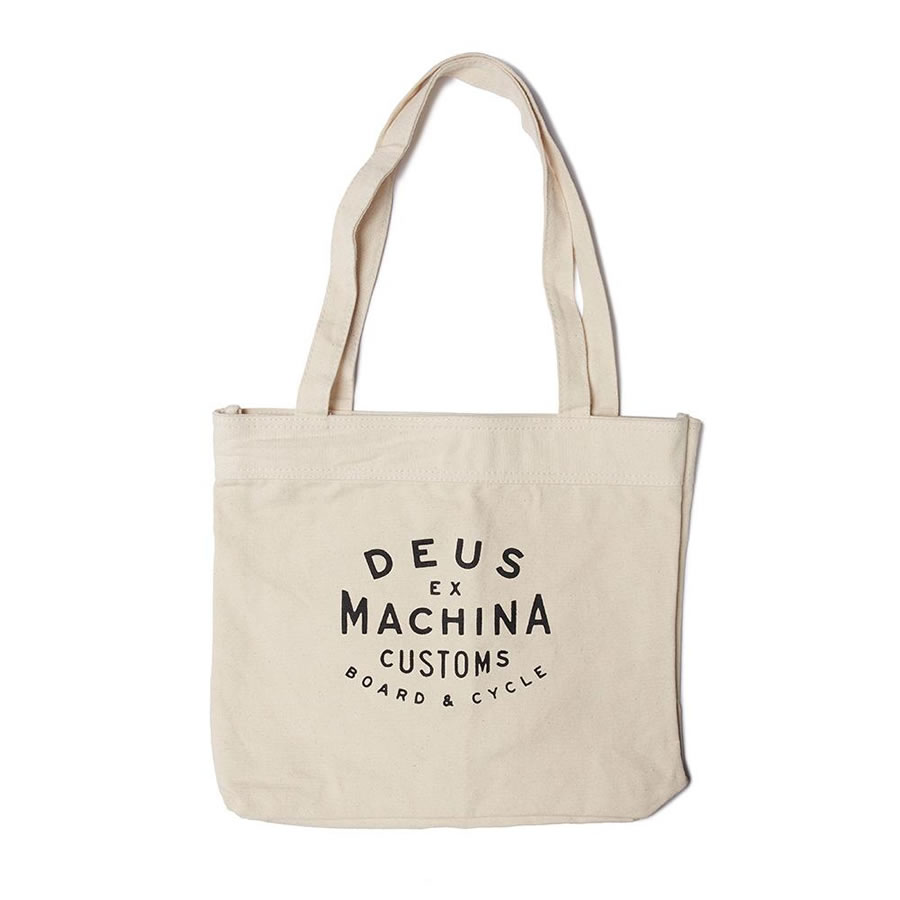 [正規品 無料ラッピング可]DEUS EX MACHINA ( デウスエクスマキナ ) / キャンバストートバッグ / NEW CLASSICS TOTE - NATURAL / DMF77777/ 定番 ロゴ SHIELD コットンキャンバス 通勤 通学 海　 デウスエクスマキナのトートバッグ 【t79】