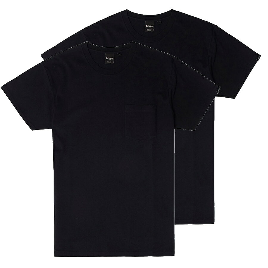  DEUS EX MACHINA ( デウスエクスマキナ ) パックTee Tシャツ 2枚入り / DEUS 2 PACK TEES - BLACK / DMP71443 / メンズ　無地 黒 ブラック DEUSのTシャツ 