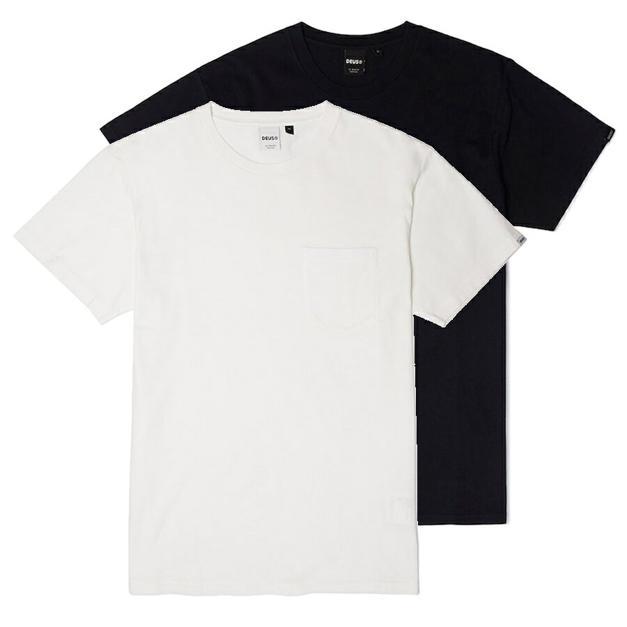  DEUS EX MACHINA ( デウスエクスマキナ ) パックTee Tシャツ 2枚入り / DEUS 2 PACK TEES - WHITE x BLACK / DMP71443 / メンズ　無地 2枚セット ホワイト 白 ブラック 黒 DEUSのTシャツ 