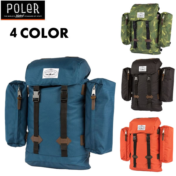 POLeR OUTDOOR STUFF (ポーラーアウトドアスタッフ) リュックサック / RETRO RUCKSACK / 4カラー展開 POLERのリュックサック ブラック 黒 カモ 迷彩