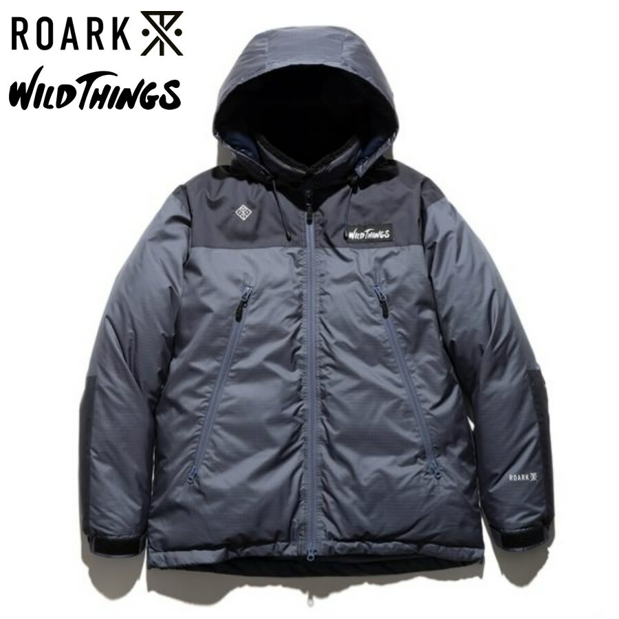 THE ROARK REVIVAL (ロアーク) x WILDTHINGS (ワイルドシングス) / コラボ ダウンジャケット フード脱着可 / HAPPY JACKET 2TONE - NAVY / RJJ750-NVY / メンズ ネイビー / ハッピージャケット LEVEL 7 ストリートブランド アウトドアブランド スケートブランド