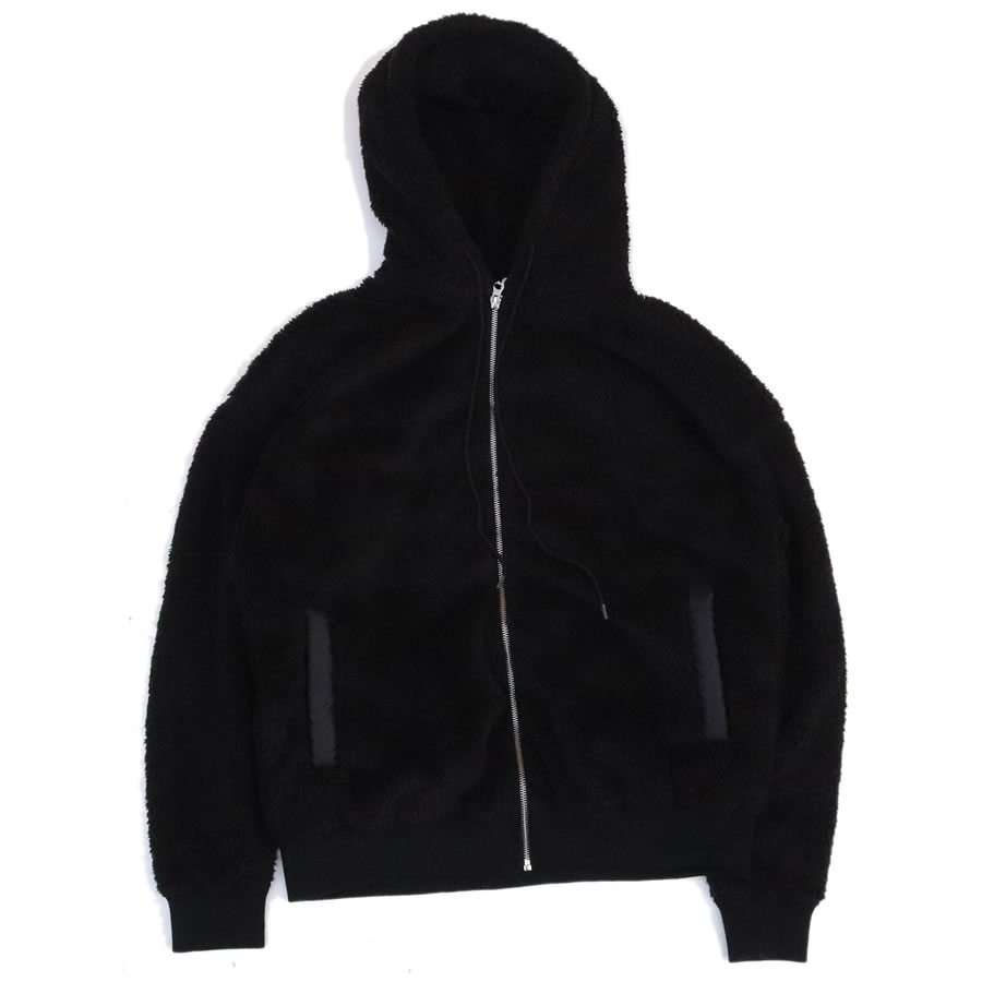 楽天タータスストアー大阪WAX（ワックス） / THE HARD MAN（ザハードマン） / ジップボアフリースパーカー / BOA ZIP HOODIE - BLACK / WX-0184 / THM メンズ ボアフリースジャケット ブラック 黒