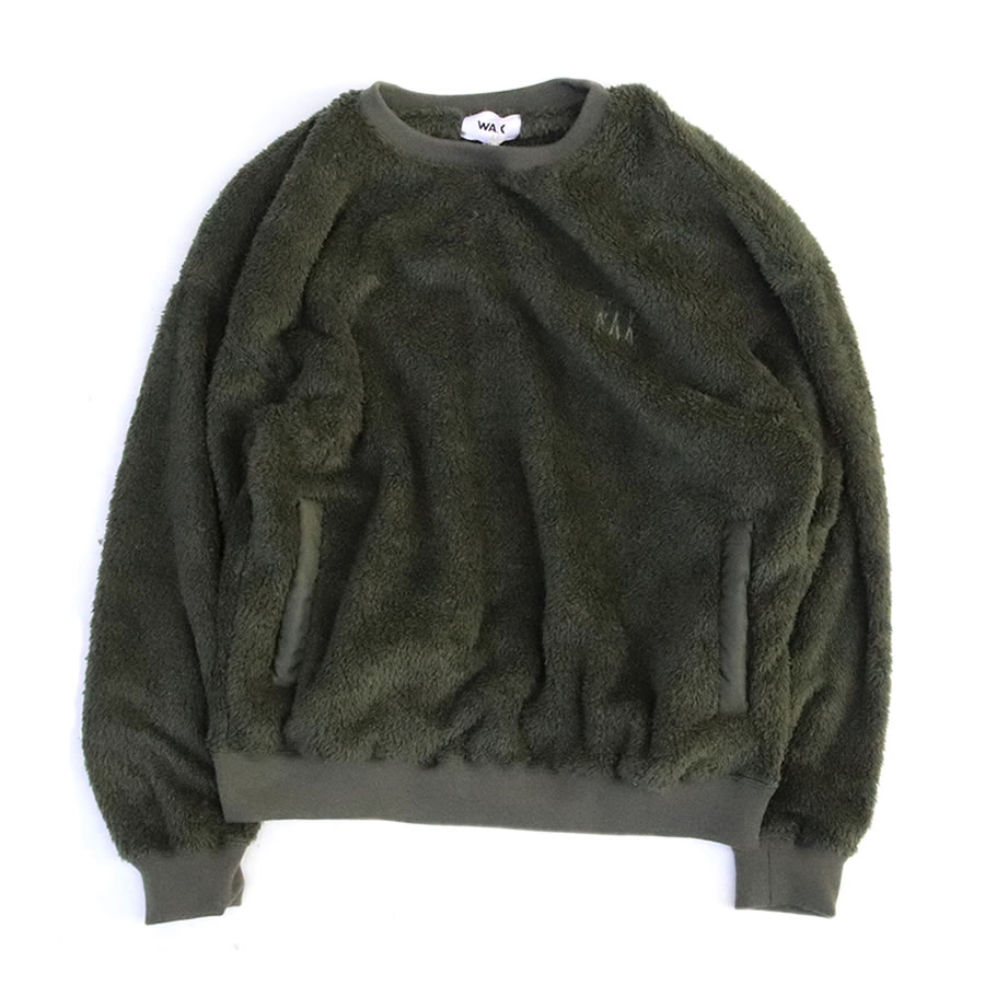 WAX(ワックス) / THE HARD MAN(ザハードマン) / ボアフリースクルーネックトレーナー / BOA CREW NECK - KHAKI / WX-0185 / メンズ THM カーキ アーミーグリーン オリーブ