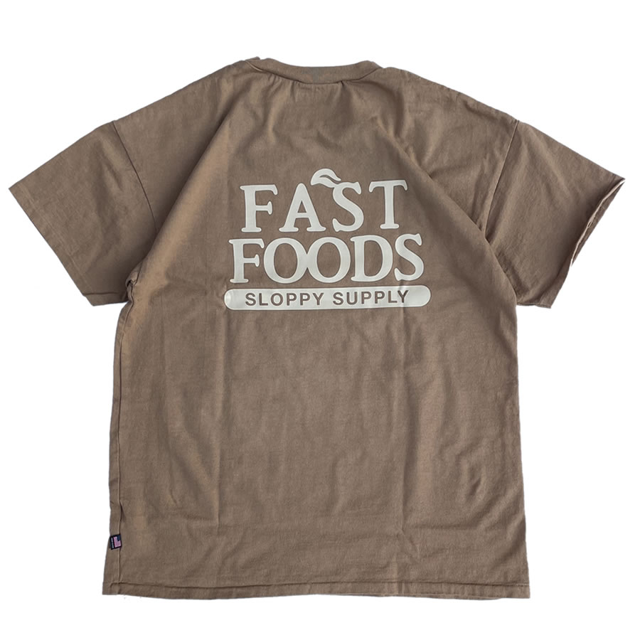 SLOPPY(åԡ) / Ⱦµ T / FAST FOODS TEE - SAND /  MADE IN USA ɥ١ ֥饦 ꥫ ե˥