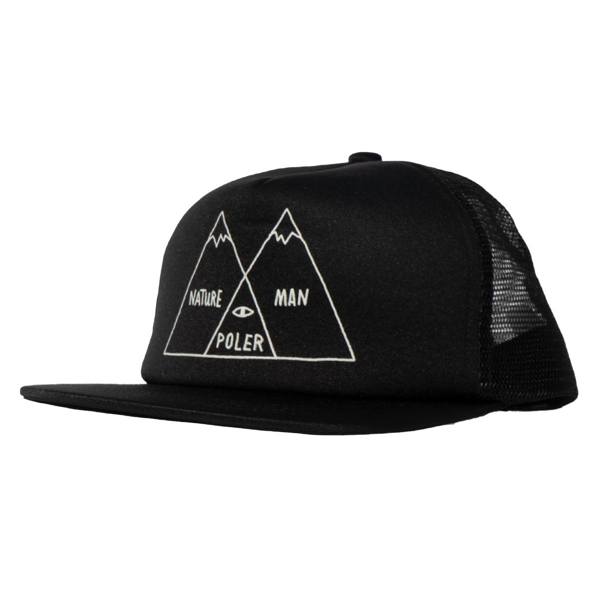 正規品 無料ラッピング可 POLeR OUTDOOR STUFF(ポーラーアウトドアスタッフ) / スナップバックメッシュキャップ / VENN DIAGRAM CAP - BLACK / ブラック 黒 CAMP VIBES