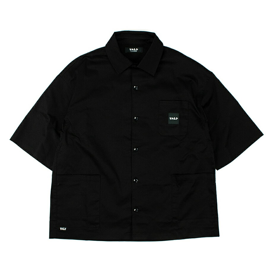 YALP by PLAY DESIGN (ヤルプ) / 半袖シャツ / HAND POCKET SHIRT - BLACK / Y22S0HPSH / メンズ P01 ブラック 黒