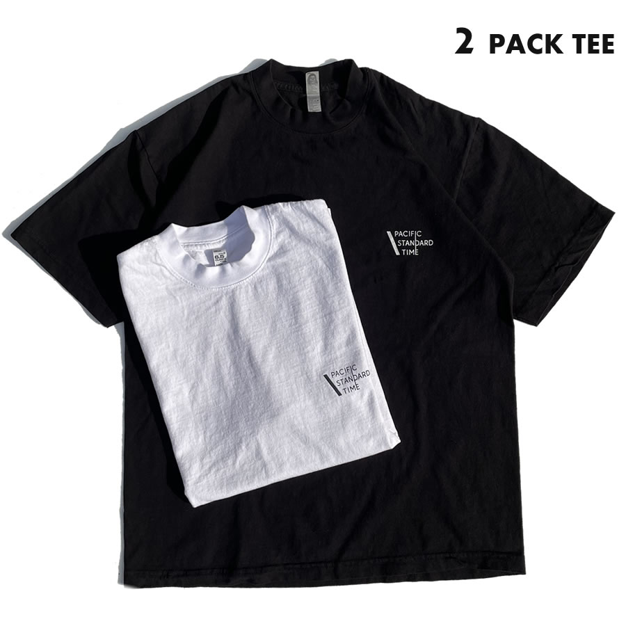 PACIFIC STANDARD TIME /LOGO SS 2PACK TEE - 2枚組 半袖Tシャツ カラー組み換え可 / 半袖Tシャツ / MADE IN USA / カリフォルニア LA サーフブランド スケートブランド WHITE BLACK 白黒 ホワイトブラック ロスアパ LOS ANGELES APPAREL LA APPAREL ロサンゼルスアパレル