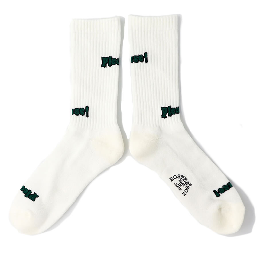 ROSTER SOX(ロスターソックス) / 靴下 クルーソックス / PLEASE - GREEN / RS-285 / メンズ レディース 日本製 ホワイト