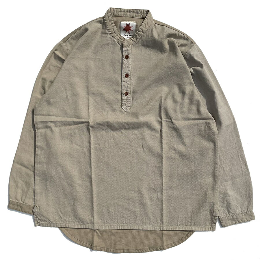 NASNGWAM (ナスングワム) / デッドストック バンドカラー アトリエシャツ / ATELIER SHIRT - BEIGE / J0506101 メンズ ナチュラルベージュ 日本製 スプリングジャケット