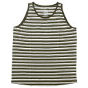 WAX(ワックス) / タンクトップ / Stripe tank top - KHAKI / WX-0436 / メンズ 日本製 ストライプ ボーダー カーキグリーン オリーブ