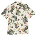 THE QUIET LIFE ザ クワイエット ライフ / 半袖 オープンカラーシャツ / SWANSKI BUTTON DOWN TEE - TAN / 25SPD2-2101 / メンズ ベージュ ボタニカル アロハ リゾート 花