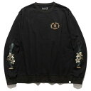 THE ROARK REVIVAL ロアーク / 長袖Tシャツ ロンT / "F.ROAMING" 9.3os H/W L/S TEE - BLACK / RLTJ1150 / メンズ ブラック 黒 刺繍 アニマル 動物 ヒョウ