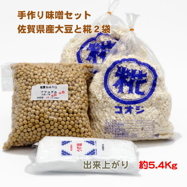手作り味噌セット　佐県産大豆　生麹　麹歩合11　出来上がり約5.4Kg［冷蔵便］のサムネイル