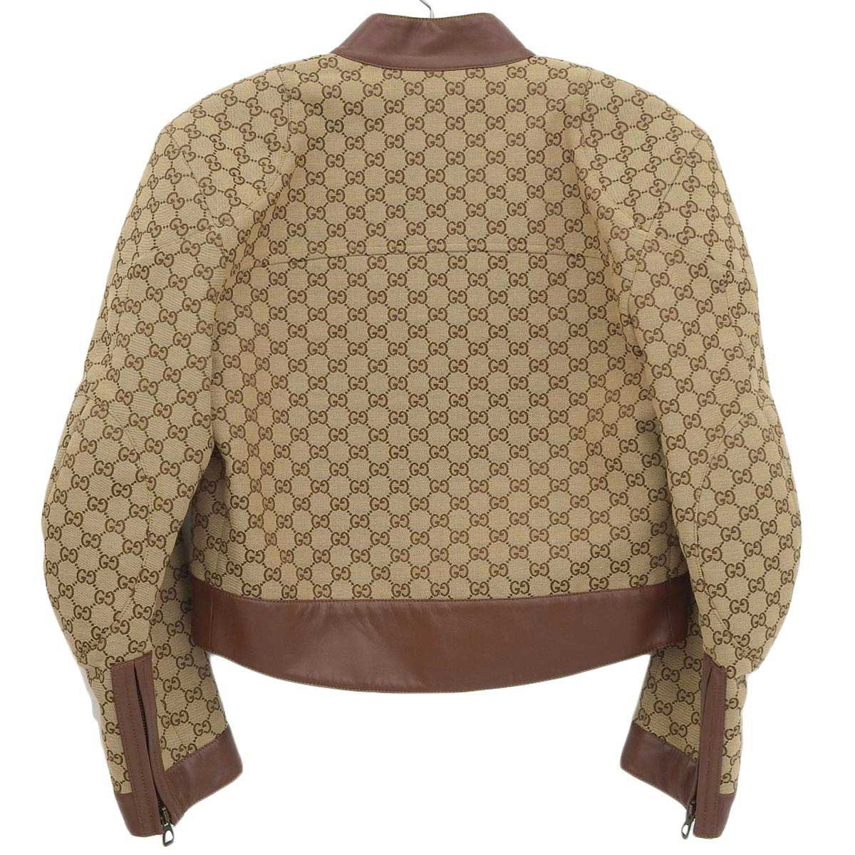 グッチ レザー トリム GGキャンバス ジャケット 676489 メンズ ブラウン GUCCI 【中古】 【アパレル・小物】