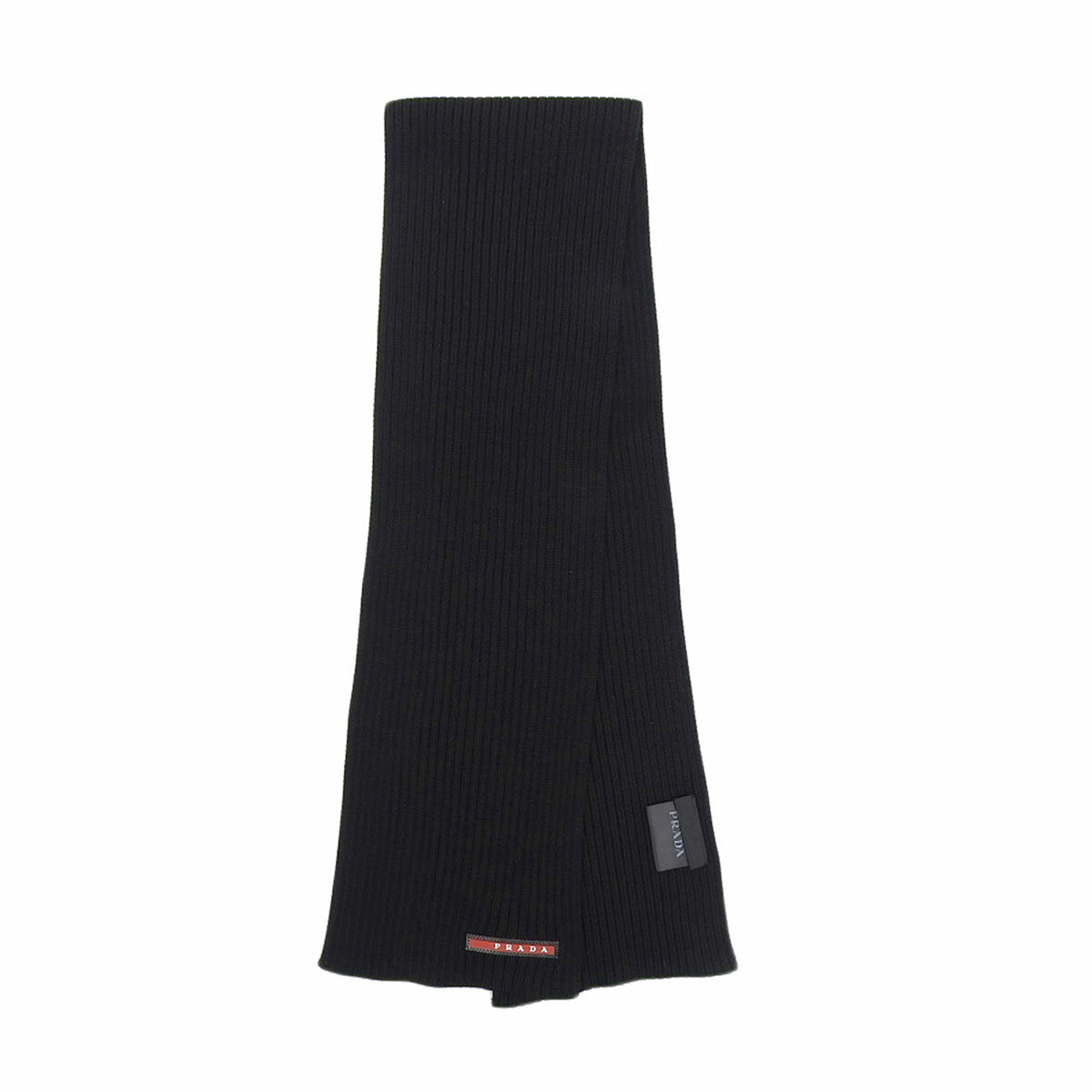 プラダ スポーツライン ロゴ マフラー SMS180 ユニセックス ブラック PRADA 【中古】 【アパレル・小物】