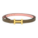 エルメス フォーカス バックル リバーシブル ベルト 13MM ユニセックス ベージュ ピンク HERMES 【中古】 【アパレル・小物】