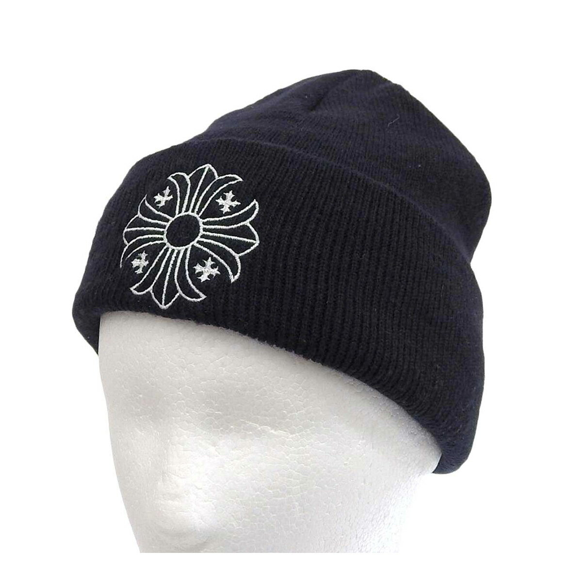 クロムハーツ CHプラス 刺繍 ニットキャップ ユニセックス ネイビー(濃紺) CHROME HEARTS 【中古】 【アパレル・小物】