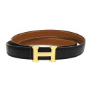エルメス ミニH バックル リバーシブル ベルト 18MM レザー ユニセックス ブラック ブラウン HERMES 【中古】 【アパレル・小物】