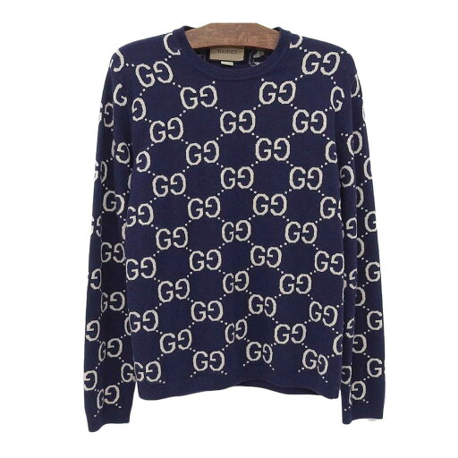 グッチ GG ウール ジャカード セーター 692900 メンズ ブルー アイボリー GUCCI 【中古】 【アパレル・小物】 グッチ GG ウール ジャカード セーター 692900 メンズ ブルー アイボリー GUCCI 【中古】 【アパレル・小物】