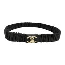 シャネル ココマーク ターンロック バックル ギャザー ベルト メタル ラムスキン ユニセックス ブラック CHANEL 【中古】 【アパレル・小物】