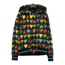 ヴェルサーチ ハートモチーフ ジップアップ フーディ パーカー レディース ブラック マルチカラー VERSACE 【中古】 【アパレル・小物】