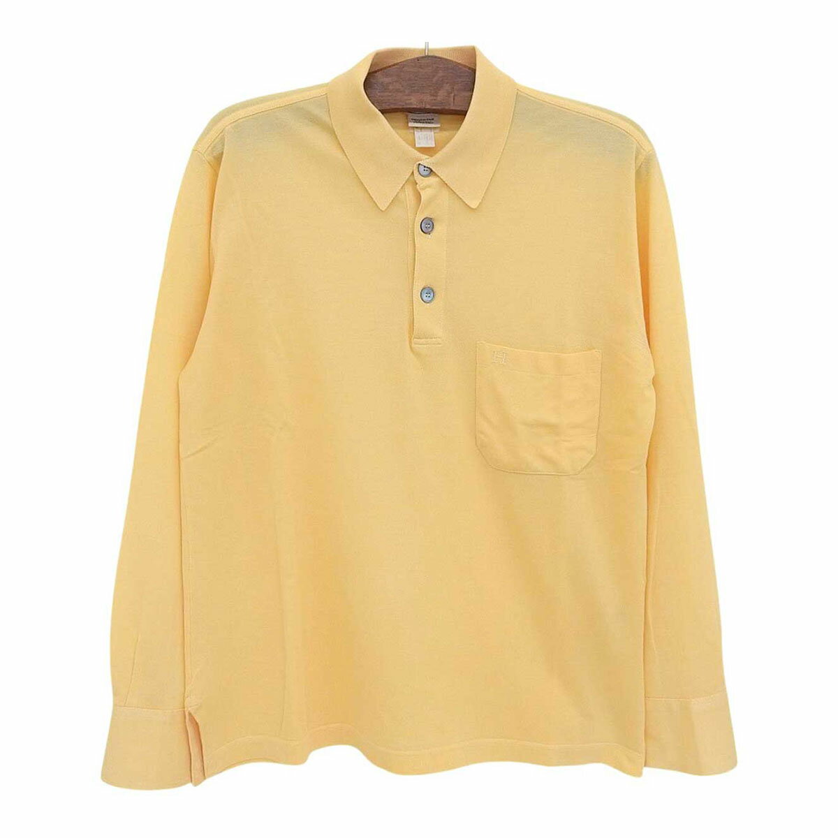 エルメス Hロゴ ロングスリーブ ポロシャツ ユニセックス イエロー HERMES 【中古】 【アパレル・小物】