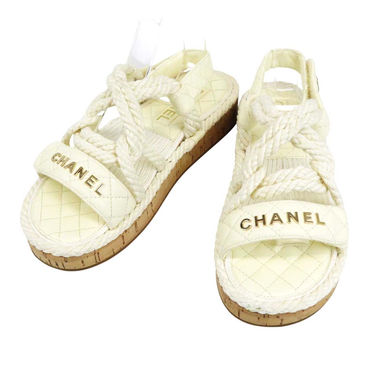 【CHANEL】シンプルロゴが◎CHANEL フラットサンダル ホワイト 楽天市場】CHANEL(サンダル|レディース靴):靴の通販