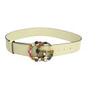 グッチ GGマーモント クリスタル ベルト 80/32 513183 メタル レザー メンズ アイボリー GUCCI 【中古】 【アパレル・小物】
