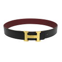 エルメス H バックル リバーシブルベルト 32MM 70 メタル レザー ユニセックス ブラック レッド HERMES 【中古】 【アパレル・小物】