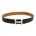 エルメス Hストリエ バックル レザー リバーシブルベルト 32MM 80 メタル レザー ユニセックス ブラック ブラウン HERMES 【中古】 【アパレル...