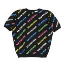 バレンシアガ オールオーバー ロゴ ショートスリーブ ニット レディース ブラック マルチカラー BALENCIAGA 【中古】 【アパレル・小物】