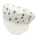 エルメス サントノーレ シェーヌダンクル プリント ベレー帽 ユニセックス ホワイト ネイビー HERMES 【中古】 【アパレル・小物】