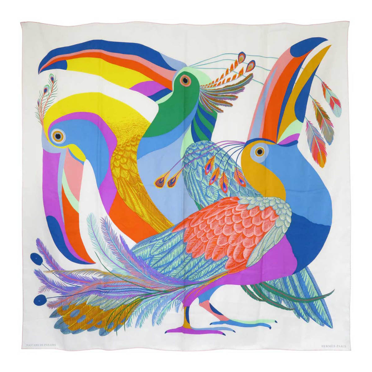 エルメス カレジェアン TOUCANS DE PARADIS 楽園のオオハシ ユニセックス ホワイト HERMES 【中古】 【アパレル・小物】