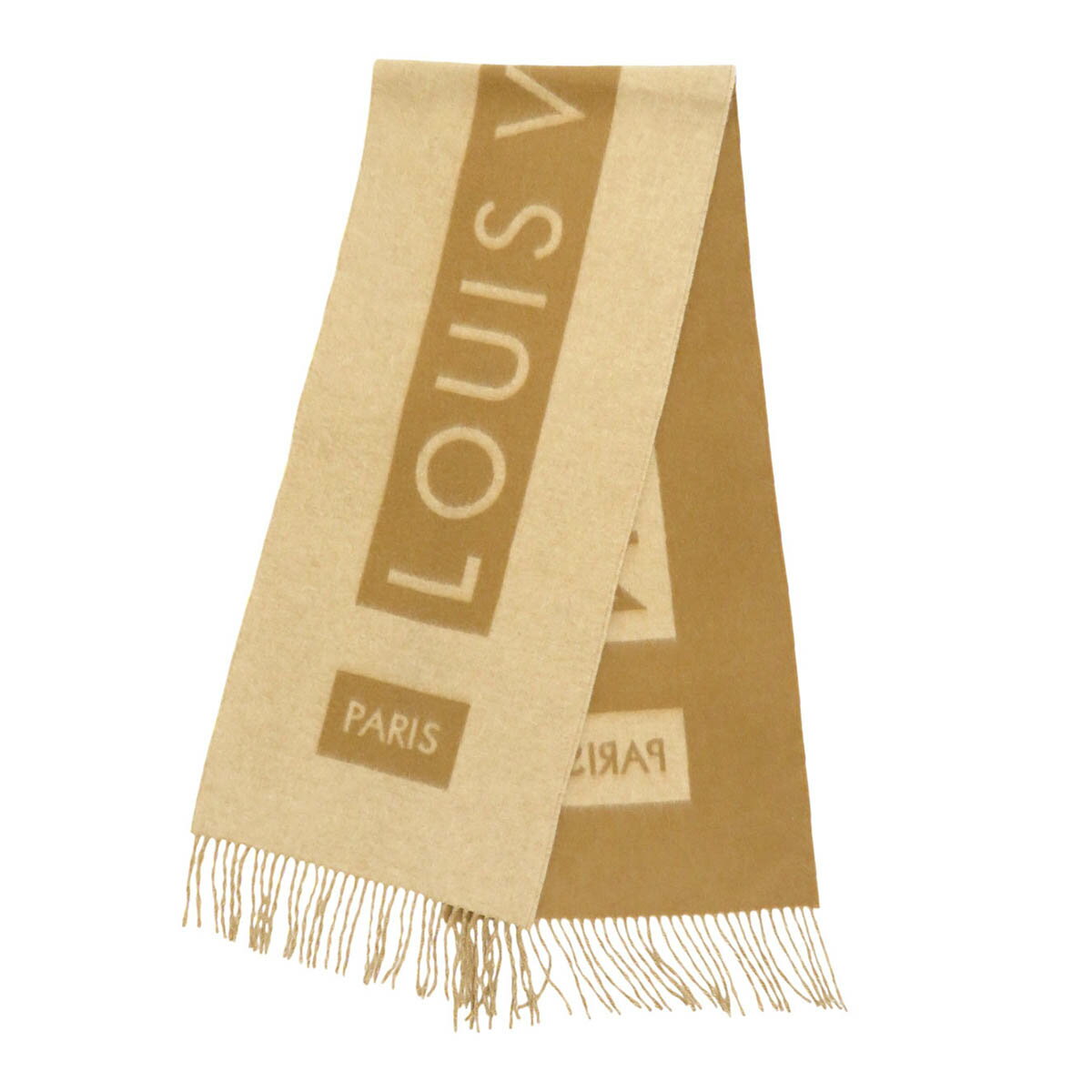 ルイヴィトン ロゴ カシミヤ マフラー ユニセックス ベージュ LOUIS VUITTON 【中古】 【アパレル・小..