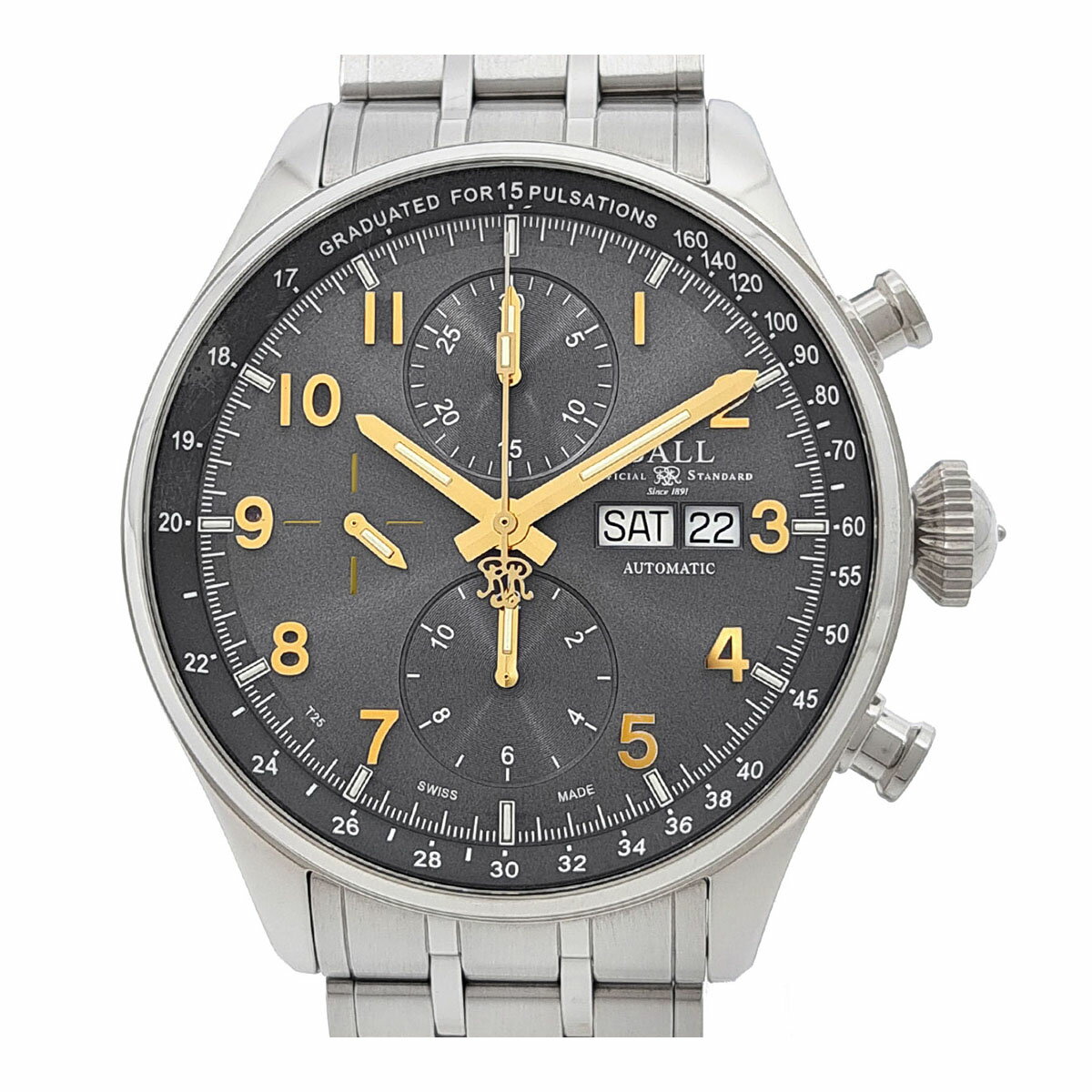 ボールウォッチ トレインマスター パルスメーターII クロノグラフ CM3038C 自動巻き ステンレススティール メンズ BALLWATCH 【中古】 【時計】